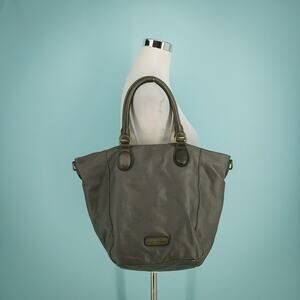 Liebeskind Gray Coated Cotton Canvas Cow Leather Straps Hobo Shoulder Bag Purse